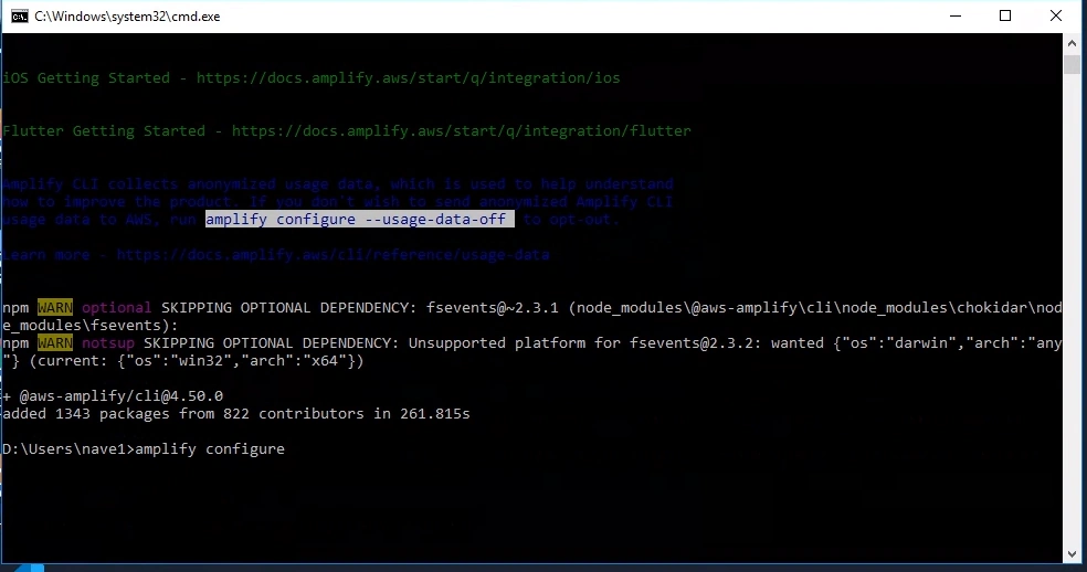 Install & Configuring AWS Amplify CLI