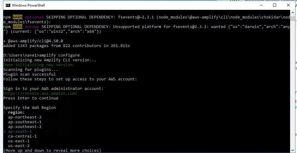 Install & Configuring AWS Amplify CLI