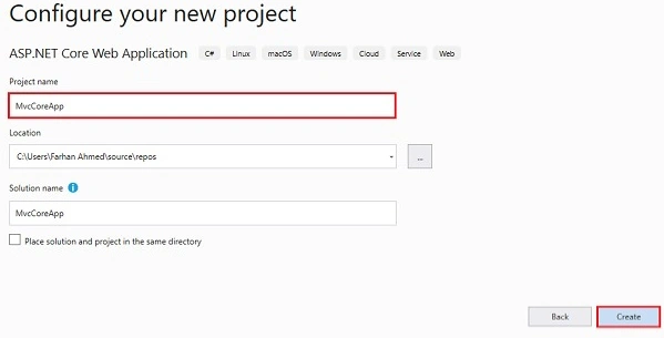 Click on create