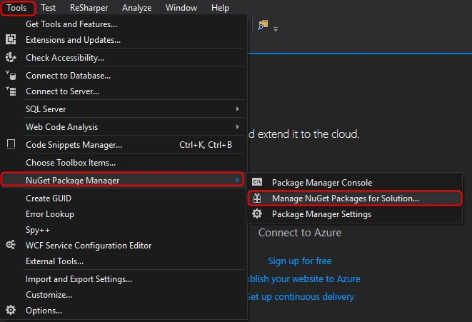 Install NuGet packages in Visual Studio