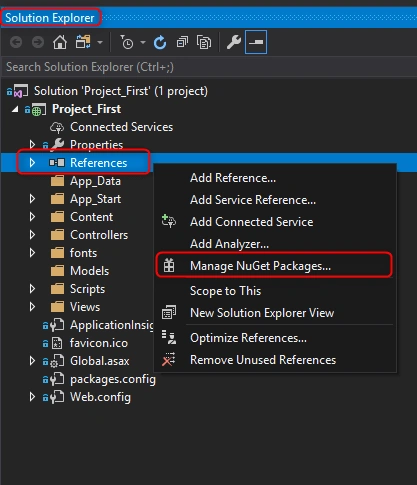 Install NuGet packages in Visual Studio