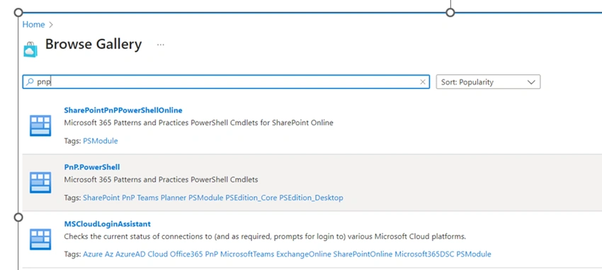 Install PNP Powershell Module in Azure Runbook environment