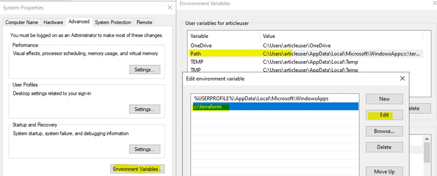 Install Terraform on Windows and Authenticate Terraform to Azure