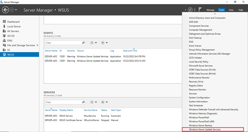 Installing and configuring WSUS