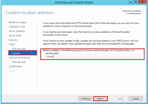 Installing and configuring WSUS