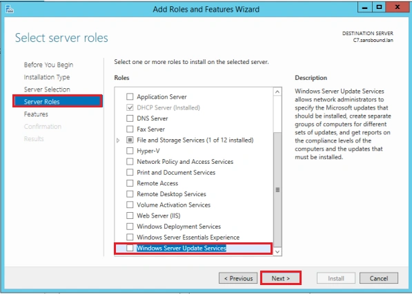 Installing and configuring WSUS