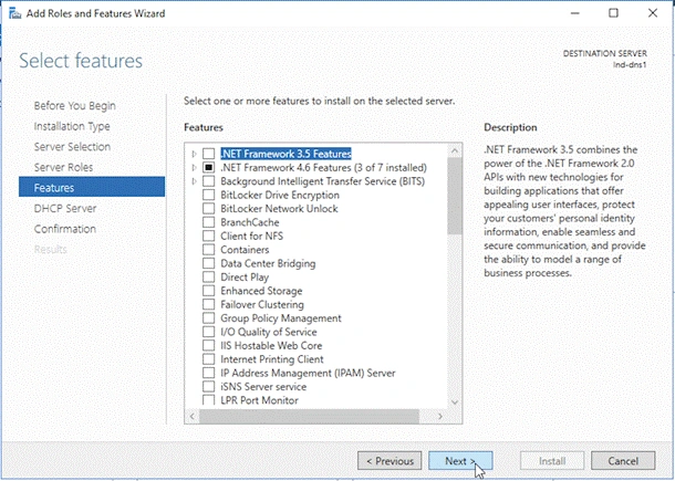 Add roles and Features Wizard