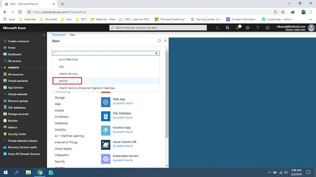 Installing Joomla On Azure
