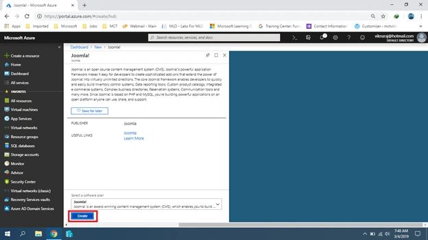 Installing Joomla On Azure