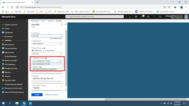 Installing Joomla On Azure