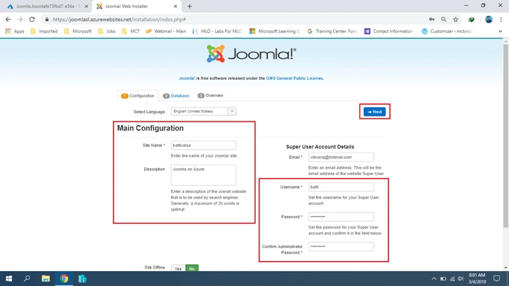Installing Joomla On Azure