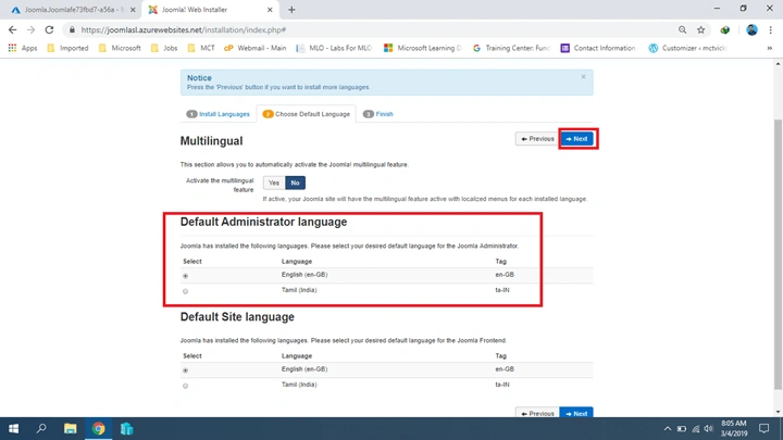Installing Joomla On Azure