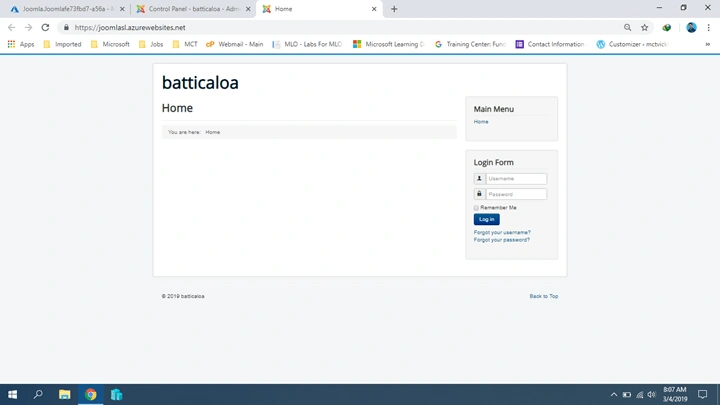 Installing Joomla On Azure