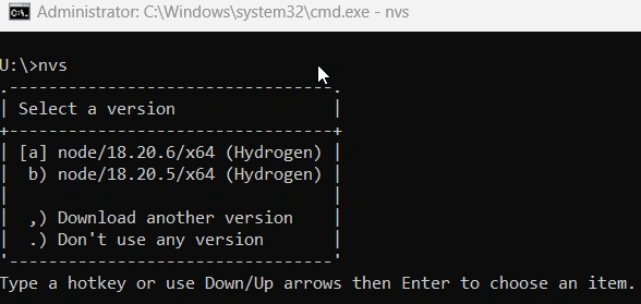 nvs- select a version