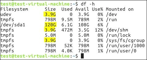 Check disk space on Ubuntu