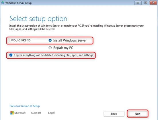Install Windows Server