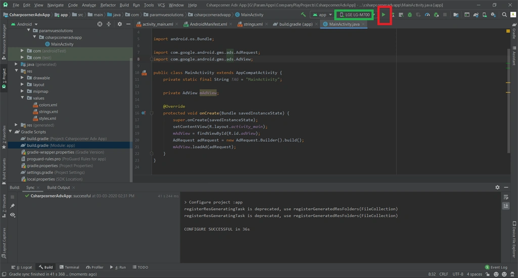 Integrate Ad-Mob Banner Ad In Android Application