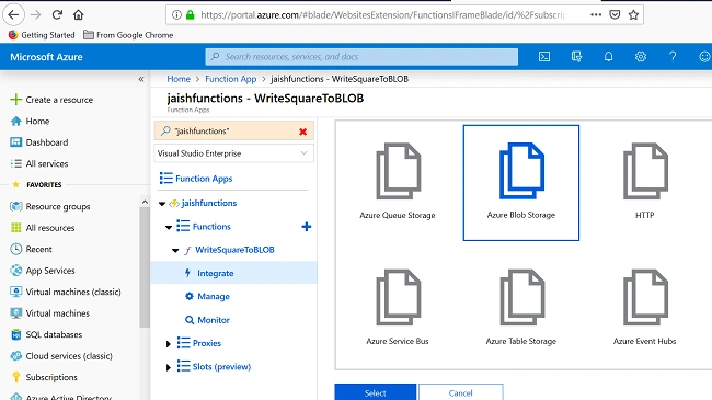 Integrate Node.js Azure Functions With BLOB Storage