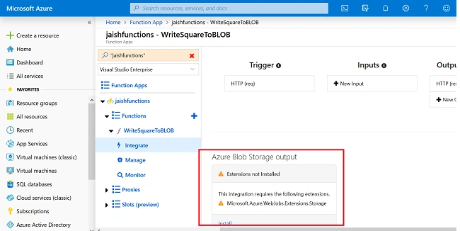 Integrate Node.js Azure Functions With BLOB Storage