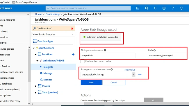 Integrate Node.js Azure Functions With BLOB Storage