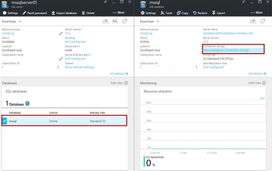 Show database Connection strings