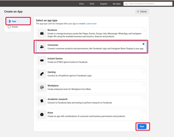 create facebook consumer app