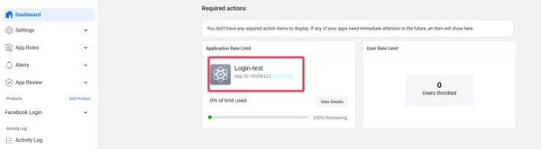 get app ID facebook login