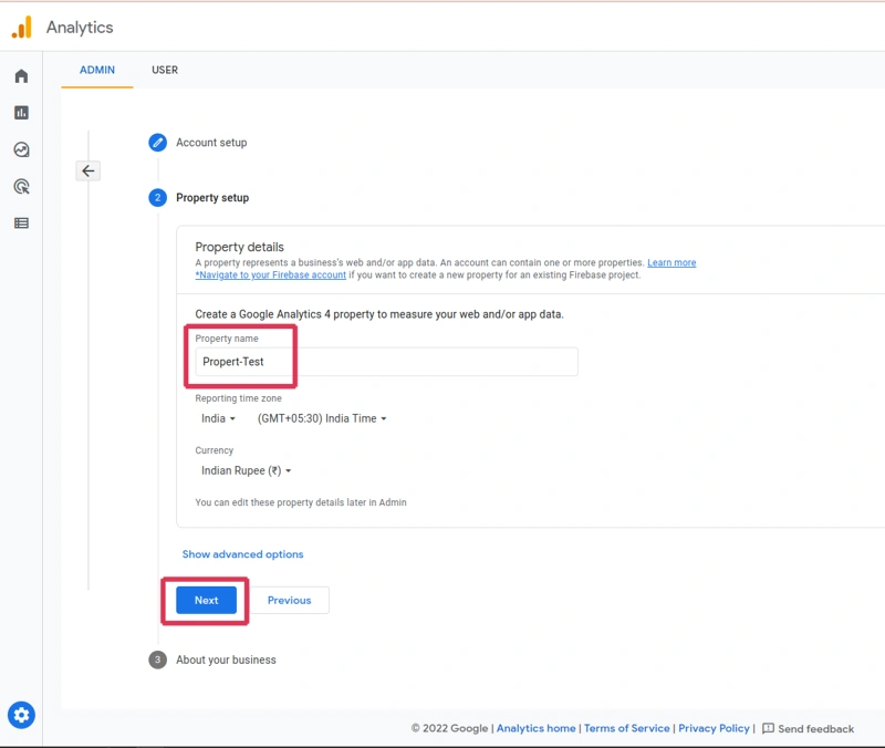 Property setup google analytics