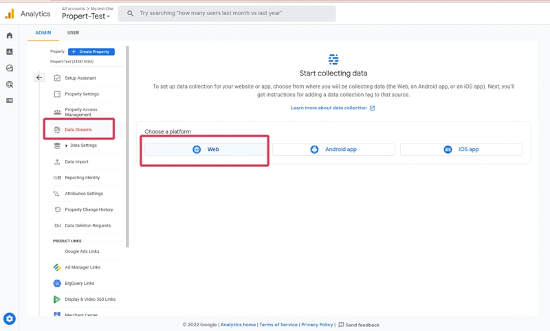 Data stream google analytics