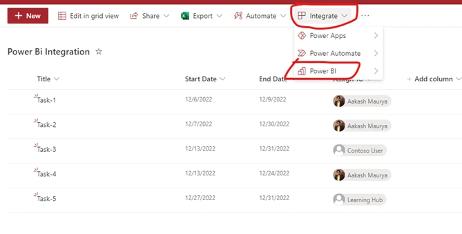 Integrate Power BI to SharePoint Online List
