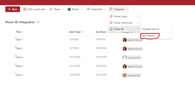 Integrate Power BI to SharePoint Online List