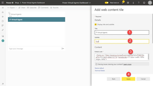 Integrate Power Virtual Agents Chat Bot With Power BI Dashboard