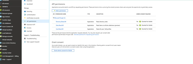 Integrating GraphAPI with Node.js App on Azure