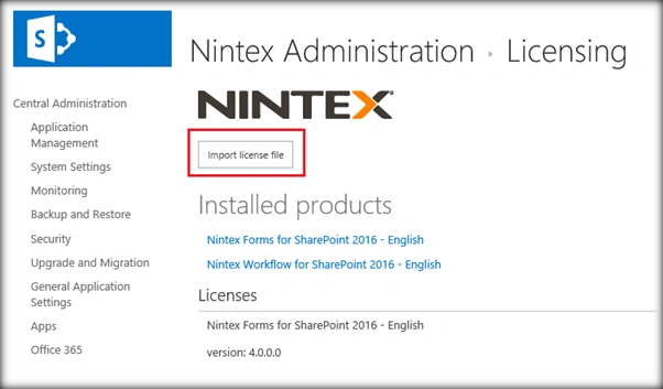  Import license file