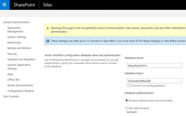 Add Nintex Workflow configuration database