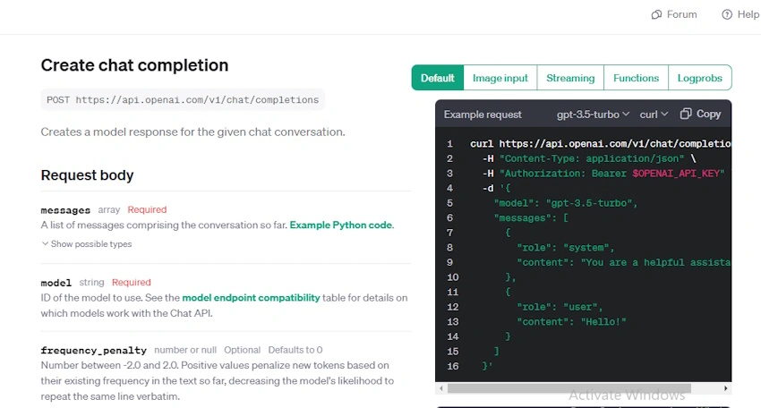 Create chat Completion