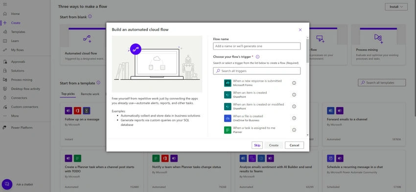 Automated cloud flow