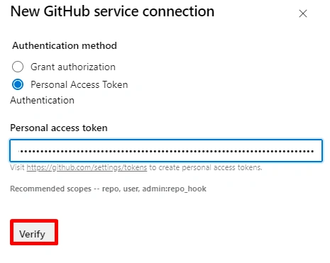 Github service connection