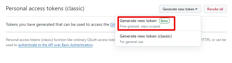 Personal access token