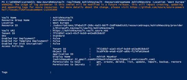 Create Key Vault
