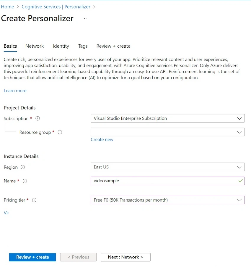 Azure Personalizer