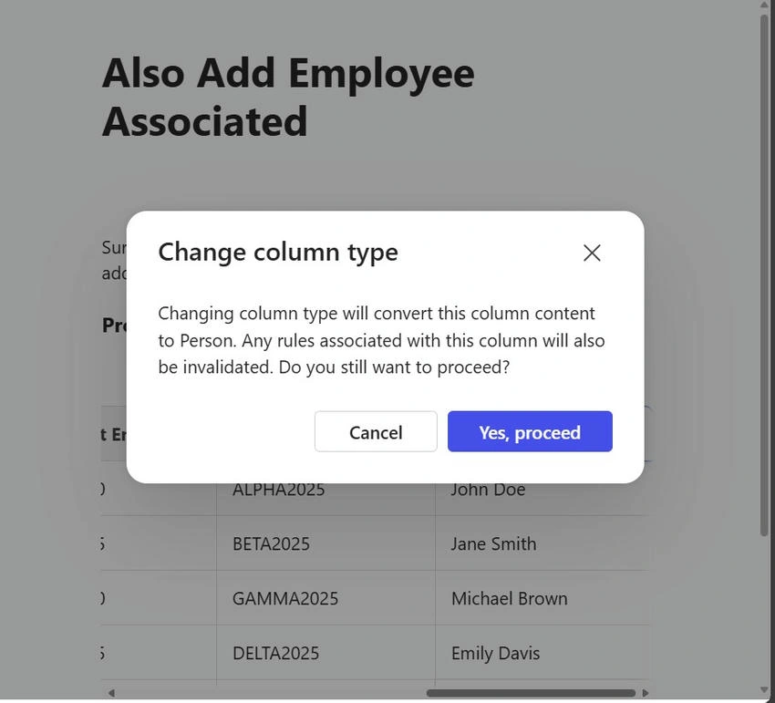 Change type