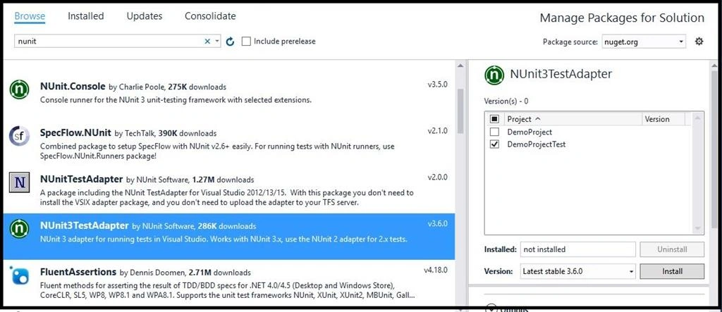 NUnit Test Adapter