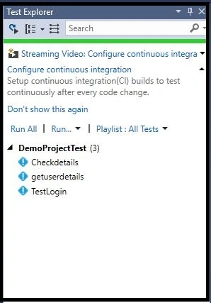 Visual Studio Test Explorer