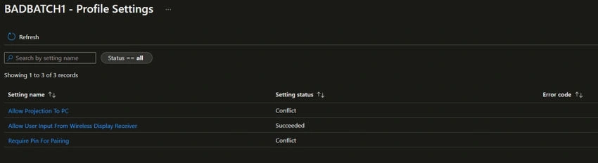 Profile setting