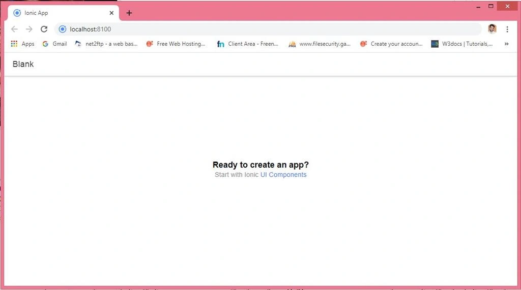 Ionic Blank app Browser View
