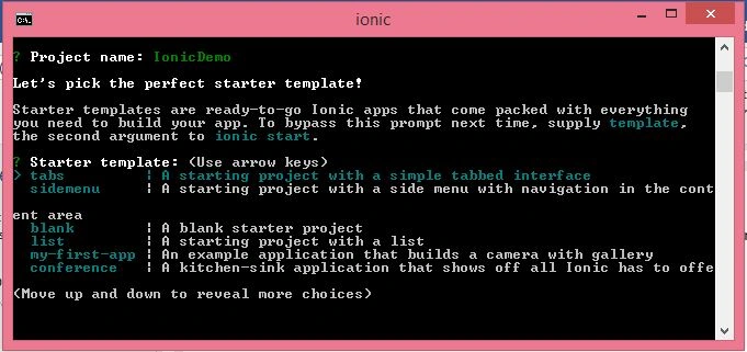 ionic starter template
