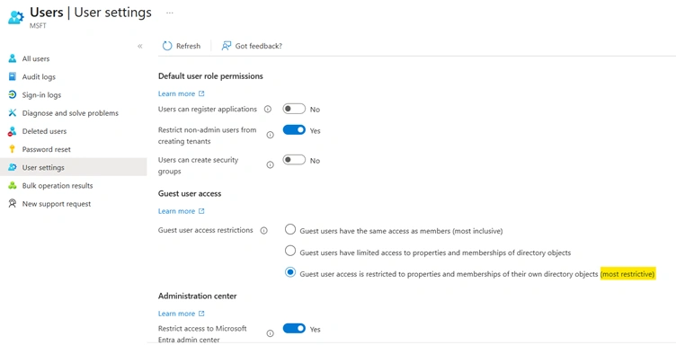 User settings