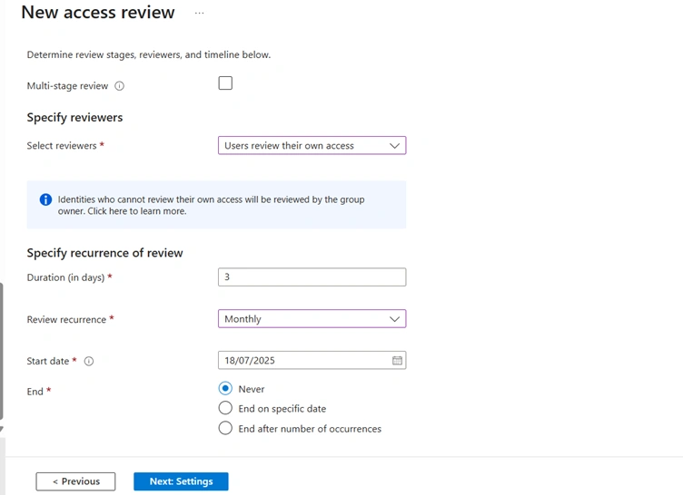 New access review