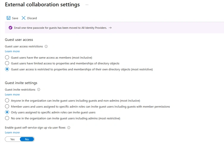 External collabration setting
